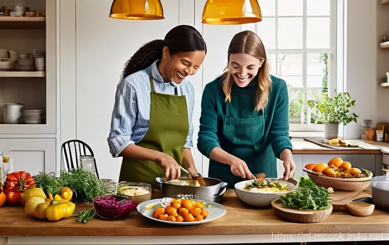 다문화 요리사와 요리 심리 테스트 - **The Intuitive Cook's Creative Flow:**
    "A cozy, slightly rustic kitchen filled with an array of...