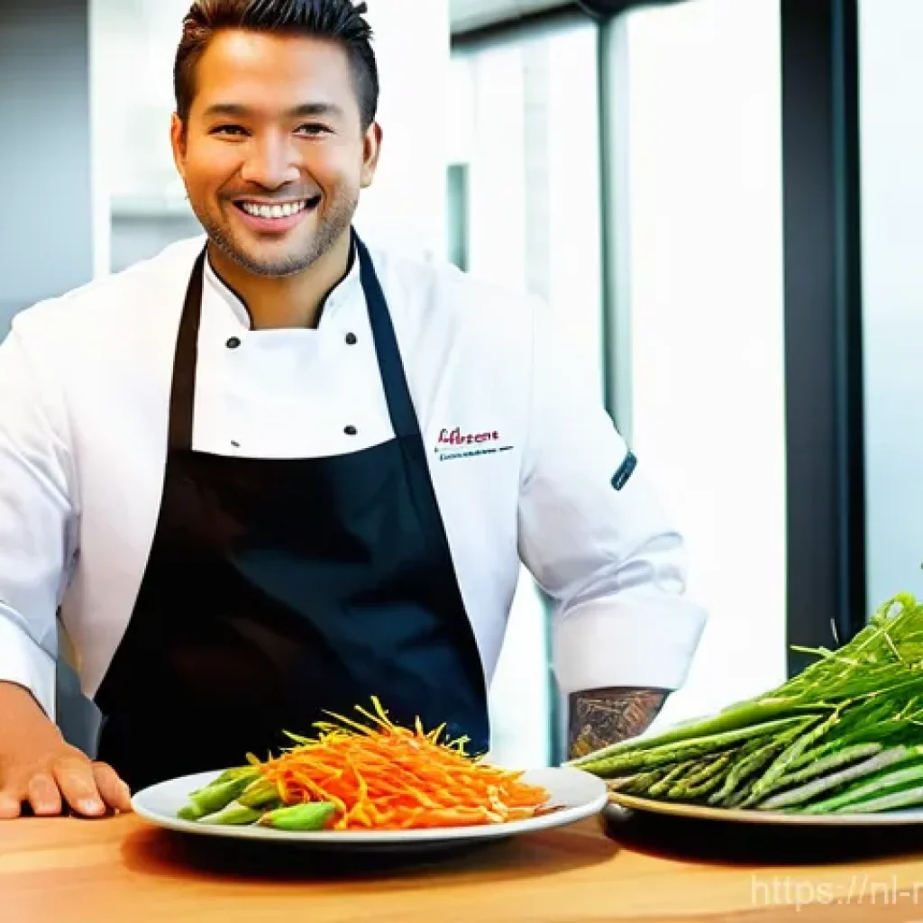 다문화 요리사 교육과정 - **A Diverse Chef's Masterpiece in a Modern Dutch Kitchen:**
"A professional chef, mid-thirties, ...