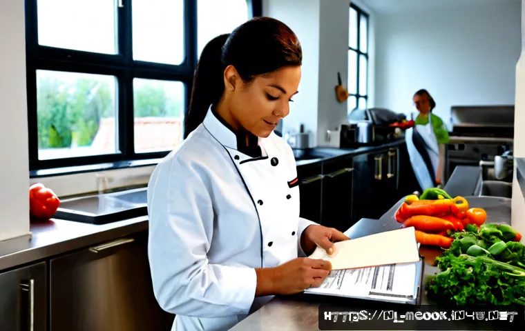 Home 17 다문화 요리사 자격증 유지 조건 - Photorealistic Dutch professional kitchen, a confident multicultural chef in clean white jacket and ...